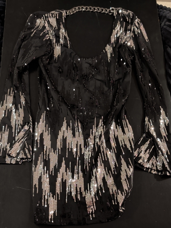 Sky Dresses & Skirts - Sky Black and Silver Sequin Long Sleeve Dress